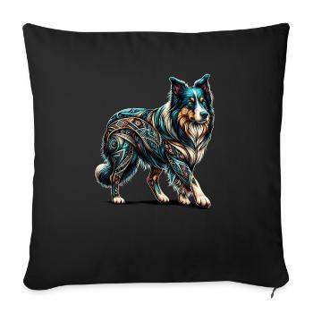 Mandala Art Border Collie Border Collies - Sofa pillowcase 17,3'' x 17,3'' (45 x 45 cm) - black - Front