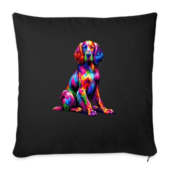 Pop Art coloré Setter anglais Laverack Setter - Housse de coussin décorative 45 x 45 cm - noir - Devant