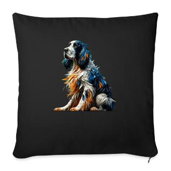 Polygon Art Setter Anglais Setter Laverack - Housse de coussin décorative 45 x 45 cm - noir - Devant