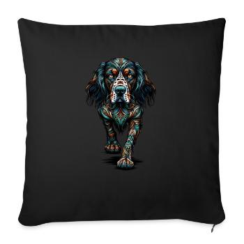Mandala Art English Setter Laverack Setter - Sofa pillowcase 17,3'' x 17,3'' (45 x 45 cm) - black - Front