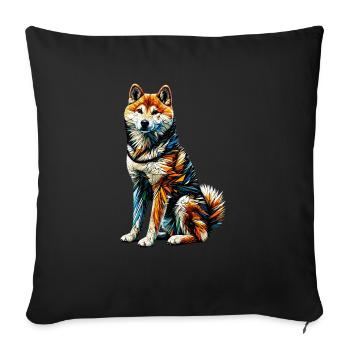 Polygon Art Japanese Shiba Inu - Sofa pillowcase 17,3'' x 17,3'' (45 x 45 cm) - black - Front