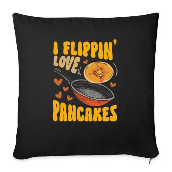 Crêpes Petit-déjeuner Crêpes - Housse de coussin décorative 45 x 45 cm - noir - Devant