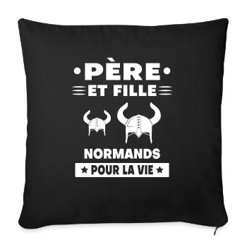 père et fille normand papa viking - Housse de coussin décorative 45 x 45 cm - noir - Devant