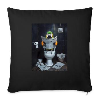 Papagei Toilette Zeitung lesen Geschenk - Sofakissenbezug 45 x 45 cm - Schwarz - Vorne