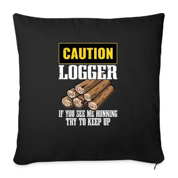 Attention Logger si vous me voyez en train d’exécuter Logging Lumbe - Housse de coussin décorative 45 x 45 cm - noir - Devant