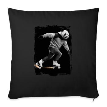 Panda Skaten Geschenk - Sofakissenbezug 45 x 45 cm - Schwarz - Vorne