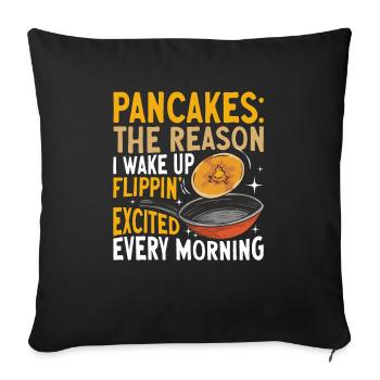 Crêpes Petit-déjeuner Crêpes - Housse de coussin décorative 45 x 45 cm - noir - Devant