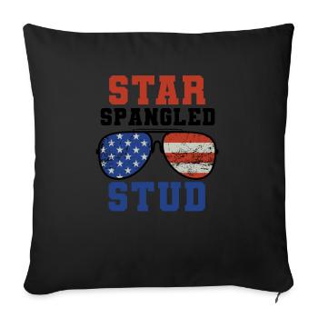 Star Spangled Stud Peace Sign United States Flag - Sofa pillowcase 17,3'' x 17,3'' (45 x 45 cm) - black - Front