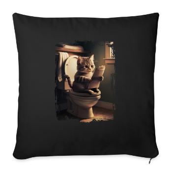 Katzentoilette Geschenk - Sofakissenbezug 45 x 45 cm - Schwarz - Vorne