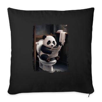 Panda-Toilette Geschenk - Sofakissenbezug 45 x 45 cm - Schwarz - Vorne