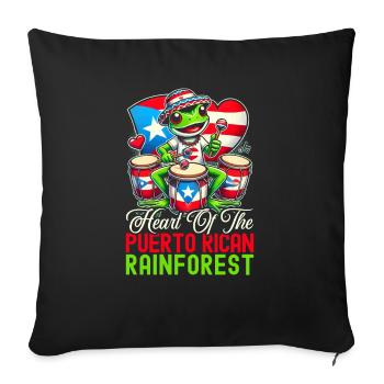 Coqui Grenouille Porto Rico Pride Boricua Portoricain - Housse de coussin décorative 45 x 45 cm - noir - Devant