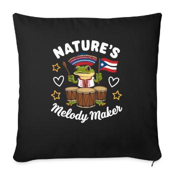 Coqui Grenouille Porto Rico Pride Boricua Portoricain - Housse de coussin décorative 45 x 45 cm - noir - Devant