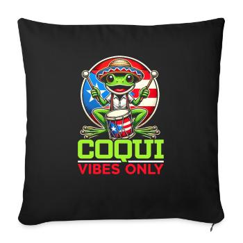 Coqui Frog Puerto Rico Pride Boricua Puerto Rican - Sofa pillowcase 17,3'' x 17,3'' (45 x 45 cm) - black - Front