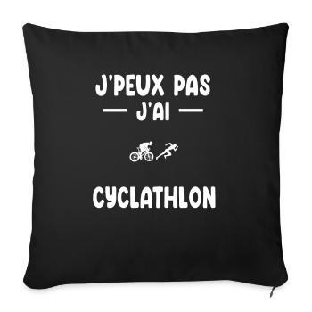 je peux pas j'ai cyclathlon cadeau athlète - Housse de coussin décorative 45 x 45 cm - noir - Devant
