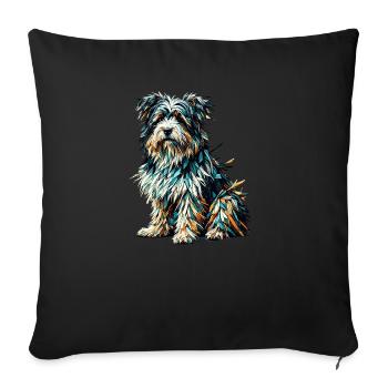 Polygon Art Tibetan Terrier Terriers - Sofa pillowcase 17,3'' x 17,3'' (45 x 45 cm) - black - Front