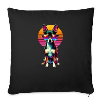 Lunettes de soleil rétro coucher de soleil jouet Fox Terrier Américain - Housse de coussin décorative 45 x 45 cm - noir - Devant