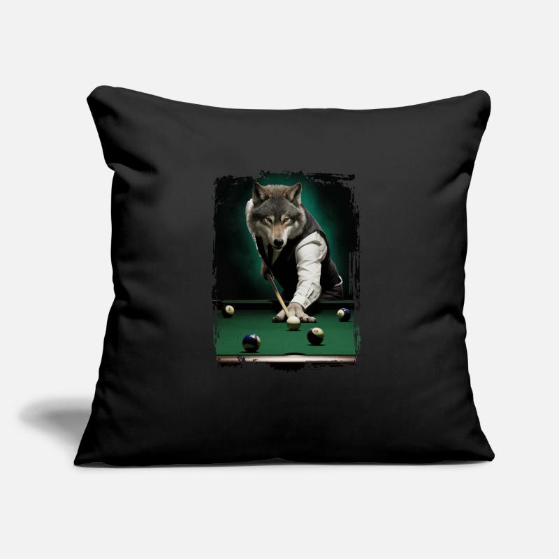 Wolf spielt Billard Geschenk Sofakissenbezug 45 x 45 cm