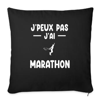 je peux pas j'ai marathon cadeau coureur - Housse de coussin décorative 45 x 45 cm - noir - Devant
