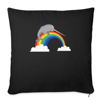 NarwhalRainbow LGBTQ Funny Whale Big Fish Ocean - Sofa pillowcase 17,3'' x 17,3'' (45 x 45 cm) - black - Front