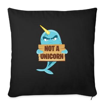 Pas un t-shirt licorne - Drôle de poisson narval Jeu de mots - Housse de coussin décorative 45 x 45 cm - noir - Devant