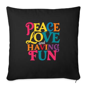 Peace, Love and Joy - Sofa pillowcase 17,3'' x 17,3'' (45 x 45 cm) - black - Front