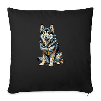 Polygon Art Swedish Vallhund Västgötaspets - Sofa pillowcase 17,3'' x 17,3'' (45 x 45 cm) - black - Front