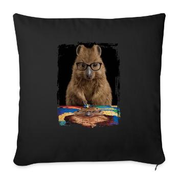 Quokka spielt Puzzle Geschenk - Sofakissenbezug 45 x 45 cm - Schwarz - Vorne