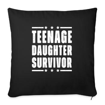 Teenage Daughter Survivor Vintage Dad Mom Father s - Sofa pillowcase 17,3'' x 17,3'' (45 x 45 cm) - black - Front