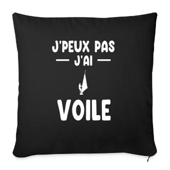 je peux pas j'ai voile cadeau planchiste - Housse de coussin décorative 45 x 45 cm - noir - Devant