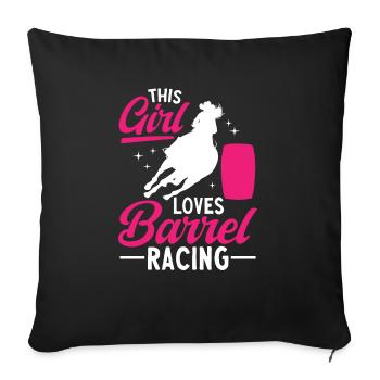 Cheval de course de barils de rodéo - Housse de coussin décorative 45 x 45 cm - noir - Devant