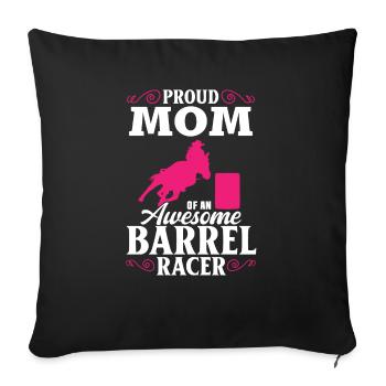 Cheval de course de barils de rodéo - Housse de coussin décorative 45 x 45 cm - noir - Devant