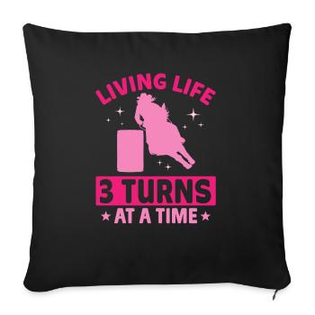 Cheval de course de barils de rodéo - Housse de coussin décorative 45 x 45 cm - noir - Devant