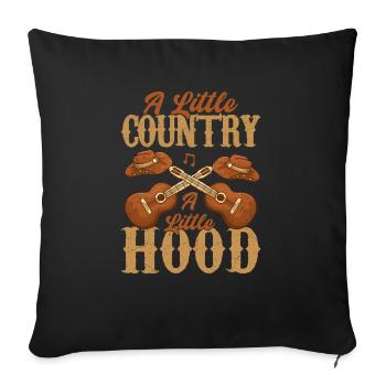Un peu de pays Un petit quartier Musique western - Housse de coussin décorative 45 x 45 cm - noir - Devant