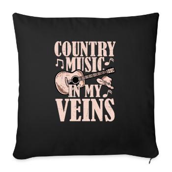 Musique country Dans mes veines Cowboy Western - Housse de coussin décorative 45 x 45 cm - noir - Devant