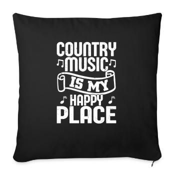 La musique country est mon endroit heureux Western Cowboy - Housse de coussin décorative 45 x 45 cm - noir - Devant