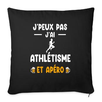 athlète je peux pas j'ai athlétisme courir apéro - Housse de coussin décorative 45 x 45 cm - noir - Devant