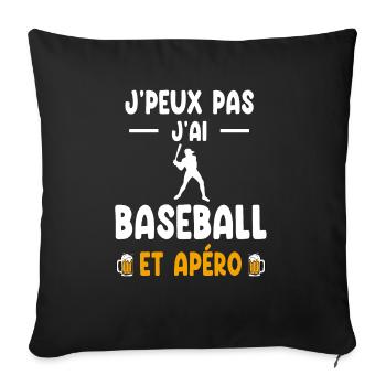 Baseball player I can't I have baseball aperitif - Sofa pillowcase 17,3'' x 17,3'' (45 x 45 cm) - black - Front