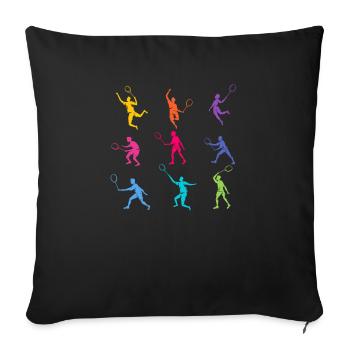 Colorful silhouettes of badminton players in action - Sofa pillowcase 17,3'' x 17,3'' (45 x 45 cm) - black - Front