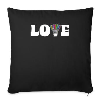 Love Badminton Shuttlecock Colorful - Sofa pillowcase 17,3'' x 17,3'' (45 x 45 cm) - black - Front