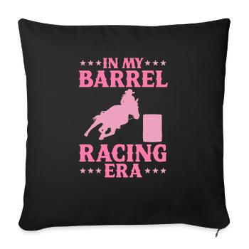Cheval de course de barils de rodéo - Housse de coussin décorative 45 x 45 cm - noir - Devant