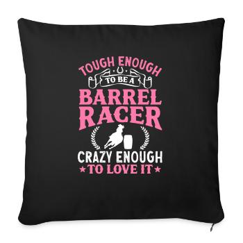 Cheval de course de barils de rodéo - Housse de coussin décorative 45 x 45 cm - noir - Devant