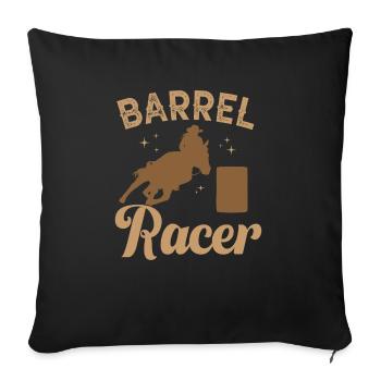 Cheval de course de barils de rodéo - Housse de coussin décorative 45 x 45 cm - noir - Devant