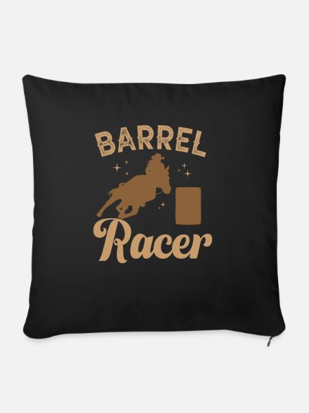 Rodeo Barrel Racing Pferd - Sofakissenbezug 45 x 45 cm - Schwarz