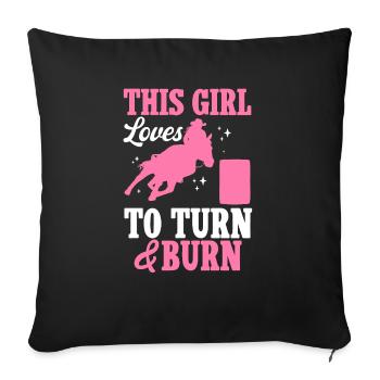 Cheval de course de barils de rodéo - Housse de coussin décorative 45 x 45 cm - noir - Devant