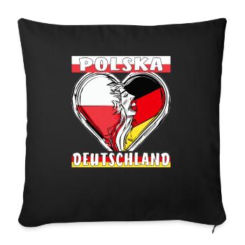 POLSKA ALLEMAGNE CŒUR - Housse de coussin décorative 45 x 45 cm - noir - Devant
