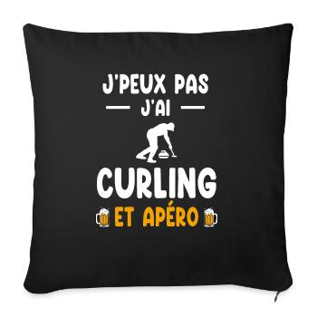 curler I can't I have curling aperitif - Sofa pillowcase 17,3'' x 17,3'' (45 x 45 cm) - black - Front