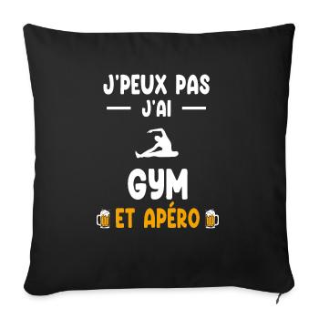 gymnast I can't I have gym aperitif - Sofa pillowcase 17,3'' x 17,3'' (45 x 45 cm) - black - Front