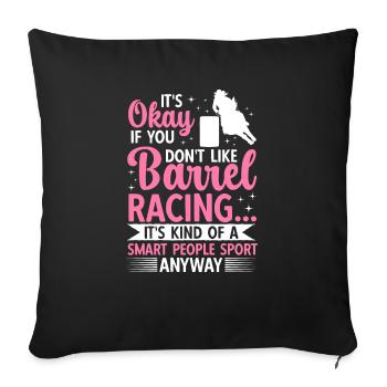 Cheval de course de barils de rodéo - Housse de coussin décorative 45 x 45 cm - noir - Devant