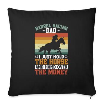 Cheval de course de barils de rodéo - Housse de coussin décorative 45 x 45 cm - noir - Devant