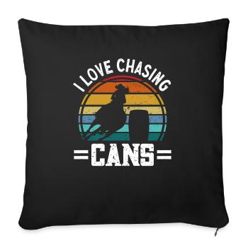 Cheval de course de barils de rodéo - Housse de coussin décorative 45 x 45 cm - noir - Devant